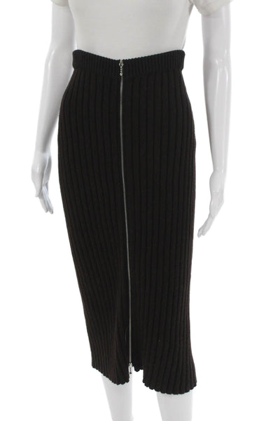 Jil Sander Women Straight Pencil Midi Striped Skirt Brown Size 34