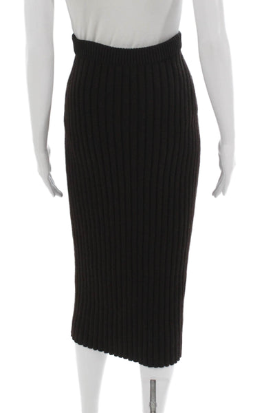 Jil Sander Women Straight Pencil Midi Striped Skirt Brown Size 34