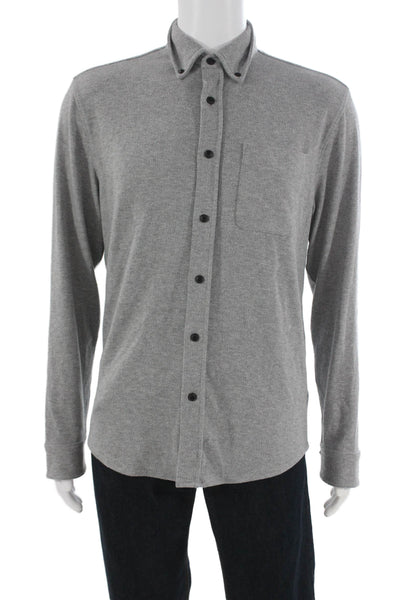Faherty Mens Solid Long Sleeve Button Up Shirt Gray Size  M