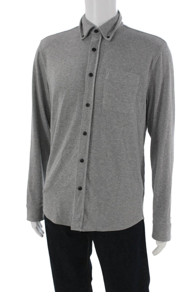 Faherty Mens Solid Long Sleeve Button Up Shirt Gray Size  M