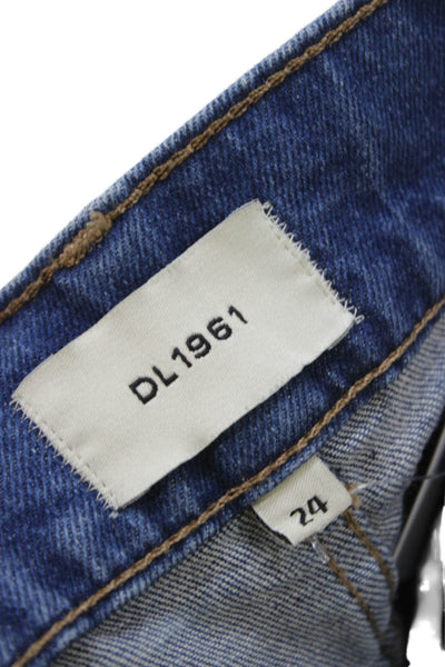 DL1961 Women Wide-Leg Jeans Blue High Rise Cotton Size 24