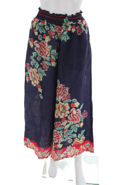 Johnny Was Women Blue Bohemian Floral Cupra Rayon Pull On Pants Size XS