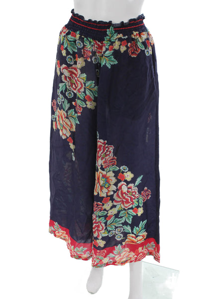 Johnny Was Women Blue Bohemian Floral Cupra Rayon Pull On Pants Size XS