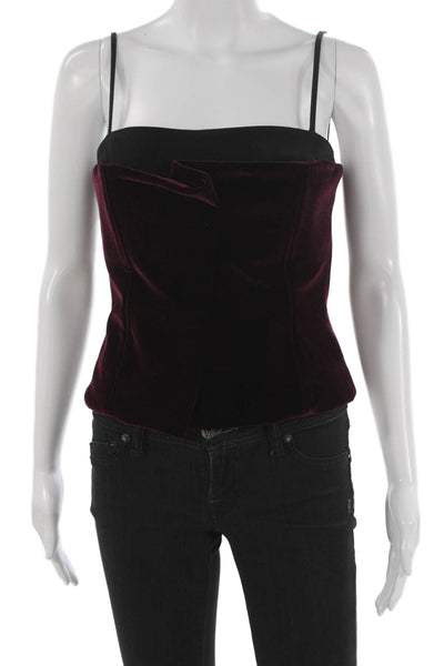 Kimberly Taylor Womens Corset Top Red Velvet Square Neck Sleeveless Size S