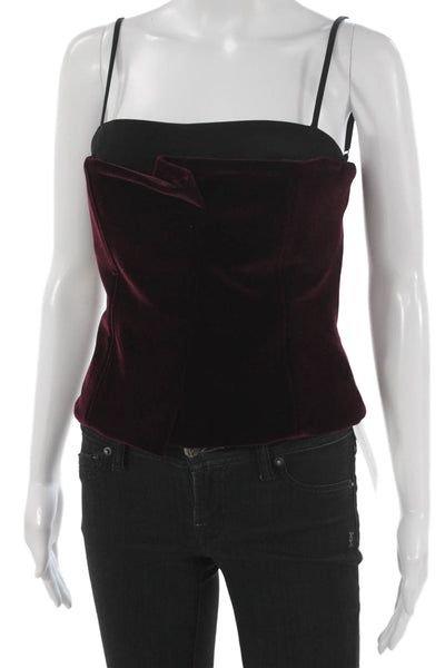 Kimberly Taylor Womens Corset Top Red Velvet Square Neck Sleeveless Size S