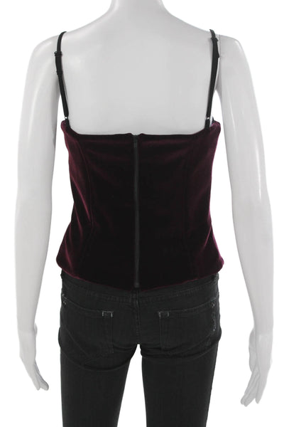 Kimberly Taylor Womens Corset Top Red Velvet Square Neck Sleeveless Size S