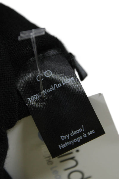 CO Women Pullover Sweater V-Neck Black 100% Wool Long Sleeve Size S