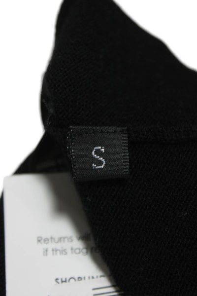 CO Women Pullover Sweater V-Neck Black 100% Wool Long Sleeve Size S