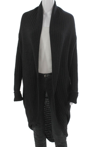 360 Cashmere Womens Black Cashmere Collared Long Sleeve Cardigan Size XS