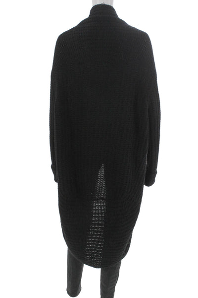360 Cashmere Womens Black Cashmere Collared Long Sleeve Cardigan Size XS