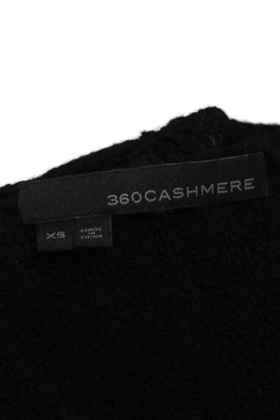 360 Cashmere Womens Black Cashmere Collared Long Sleeve Cardigan Size XS