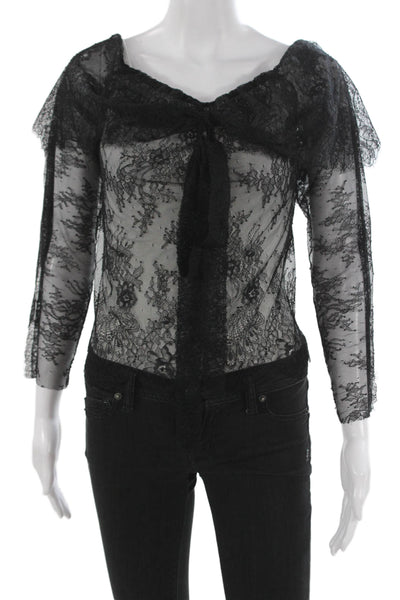 Philosophy Di Lorenzo Serafini Womens Lace Floral Blouse Long Sleeve Size S