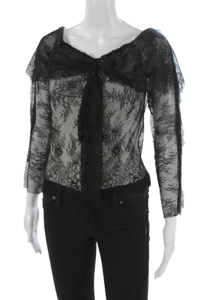 Philosophy Di Lorenzo Serafini Womens Lace Floral Blouse Long Sleeve Size S