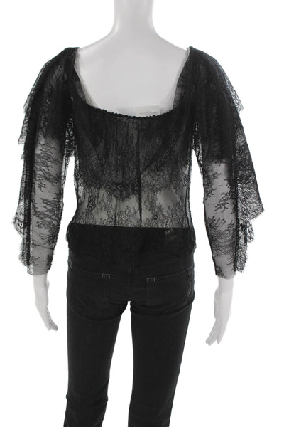 Philosophy Di Lorenzo Serafini Womens Lace Floral Blouse Long Sleeve Size S