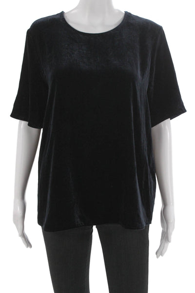 Vince Women Basic Black Viscose Round Neck Short Sleeve T-Shirt Pullover Size M