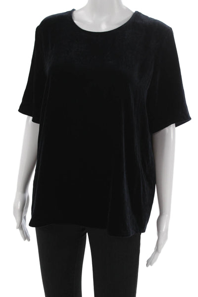 Vince Women Basic Black Viscose Round Neck Short Sleeve T-Shirt Pullover Size M