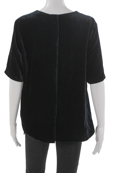 Vince Women Basic Black Viscose Round Neck Short Sleeve T-Shirt Pullover Size M