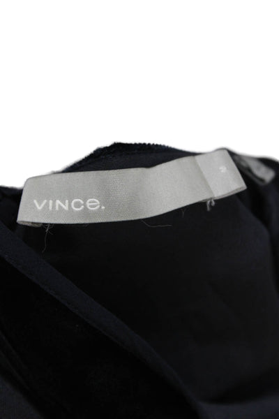 Vince Women Basic Black Viscose Round Neck Short Sleeve T-Shirt Pullover Size M