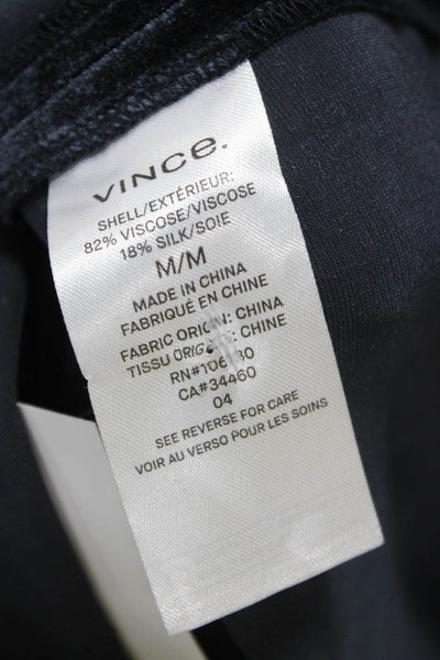 Vince Women Basic Black Viscose Round Neck Short Sleeve T-Shirt Pullover Size M