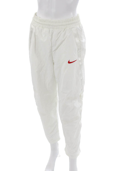Nike Women Track Pants White Nylon Pull On Solid Fall Size S