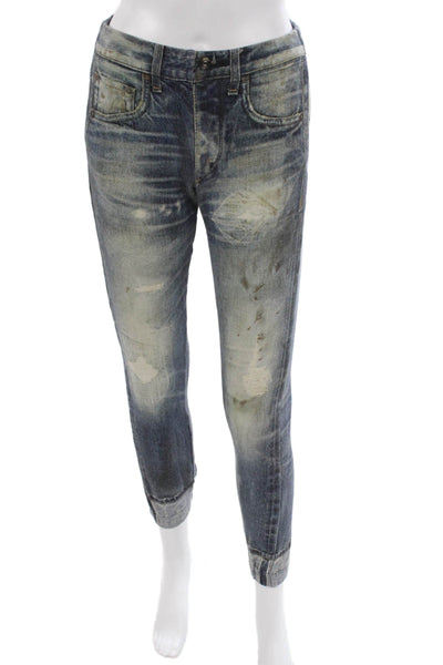 Rag & Bone Jean Womens Ankle Jeans Blue Cotton Button Size 2XS