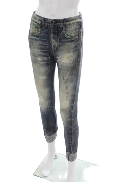 Rag & Bone Jean Womens Ankle Jeans Blue Cotton Button Size 2XS