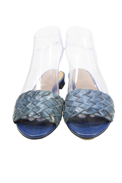 Gianna Meiliani Womens Leather Woven Slide On Sandals Blue Size 35 5