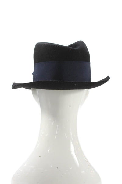 Rag & Bone Womens Drape Band Trilby Hat Black Navy Blue Wool Size Small