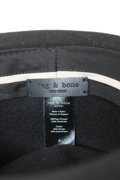 Rag & Bone Womens Drape Band Trilby Hat Black Navy Blue Wool Size Small