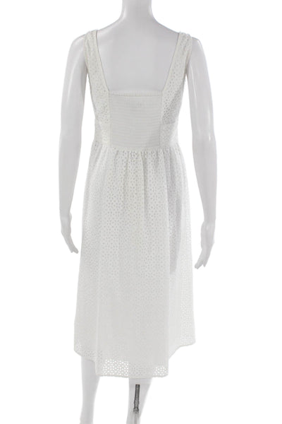 J Crew Womens Sundress White Scoop Neck Button Cotton Sleeveless Size 0