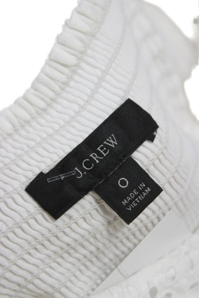 J Crew Womens Sundress White Scoop Neck Button Cotton Sleeveless Size 0