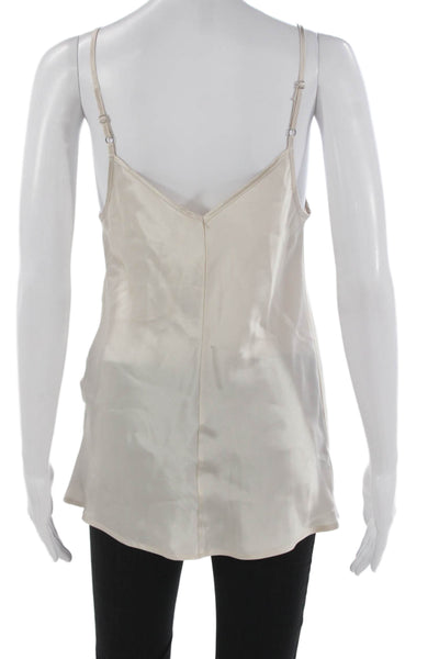 Intimissimi Women Satin Tank Top V Neck Sleeveless Beige Size S