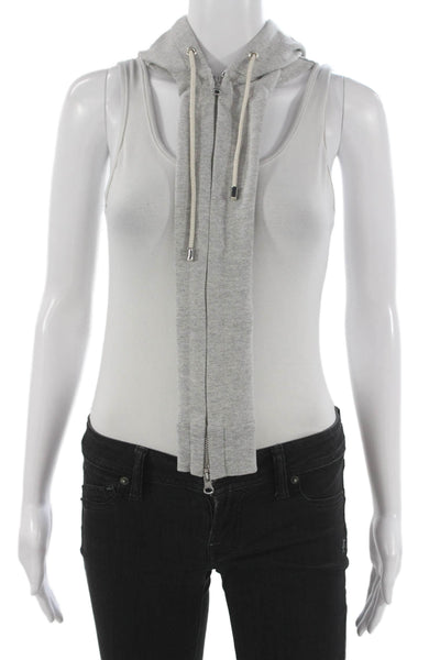 Veronica Beard Womens Cotton Zip Hoodie Dickey Gray Size 00-14