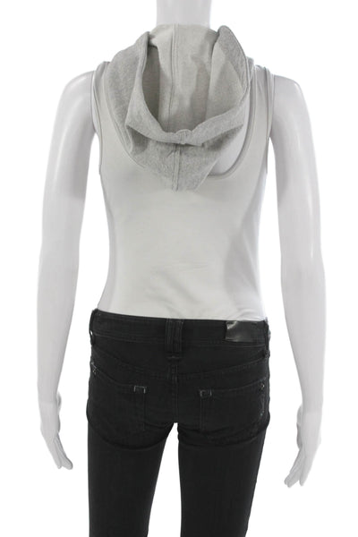 Veronica Beard Womens Cotton Zip Hoodie Dickey Gray Size 00-14
