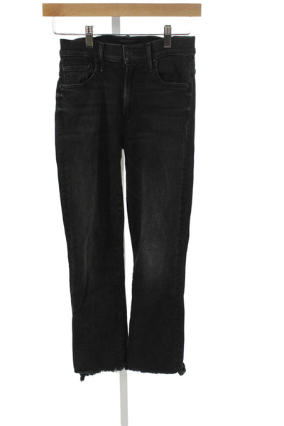 Mother Womens Straight High Rise Black Cotton Jeans Button Fly Size 24