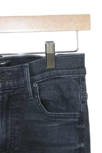 Mother Womens Straight High Rise Black Cotton Jeans Button Fly Size 24