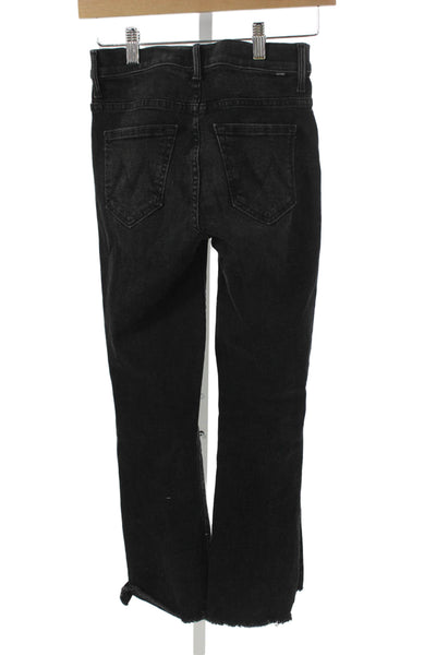 Mother Womens Straight High Rise Black Cotton Jeans Button Fly Size 24