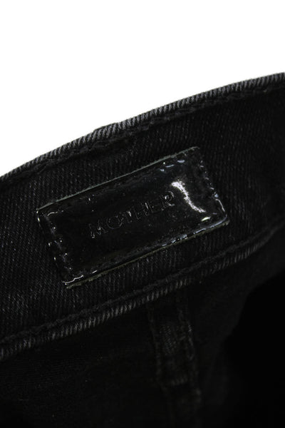 Mother Womens Straight High Rise Black Cotton Jeans Button Fly Size 24