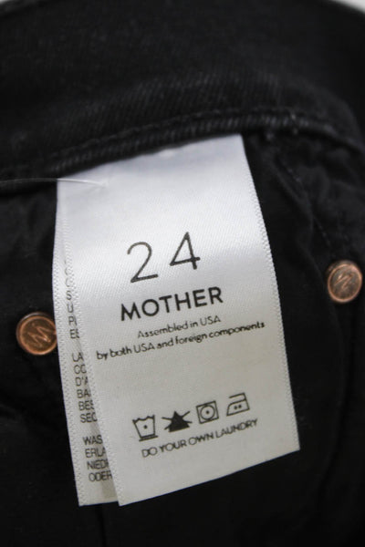 Mother Womens Straight High Rise Black Cotton Jeans Button Fly Size 24