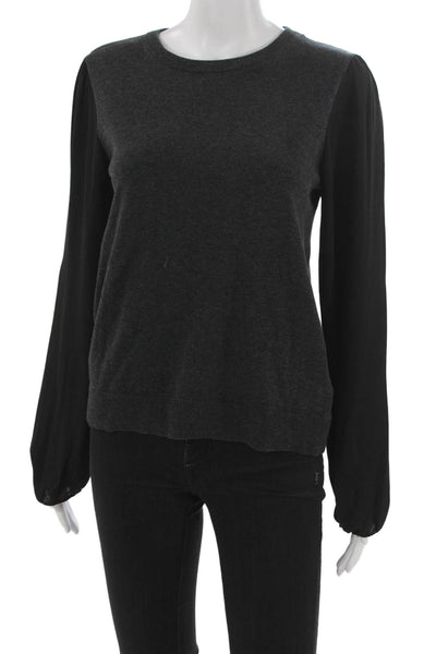 Lilla P Womens Gray Cotton Crew Neck Pullover Sweater Long Sleeve Size S