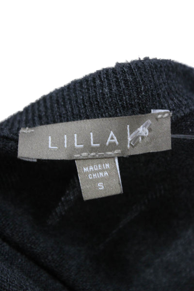 Lilla P Womens Gray Cotton Crew Neck Pullover Sweater Long Sleeve Size S
