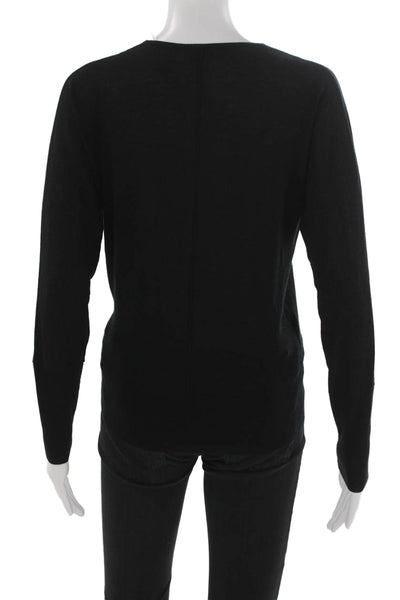 Kinross Cashmere Womens Silk Wrap V-Neck Sweater Black Long Sleeve Size XS