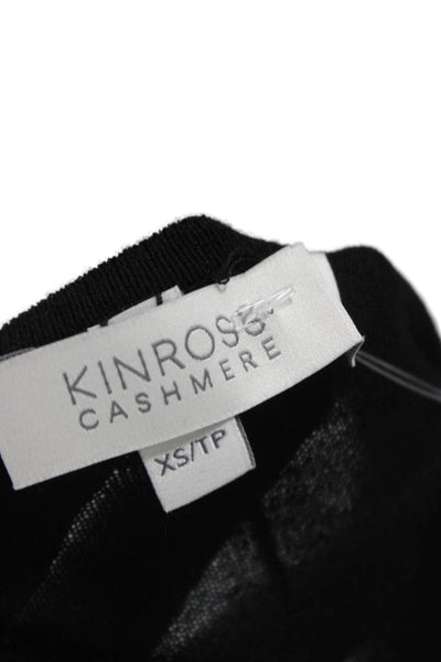 Kinross Cashmere Womens Silk Wrap V-Neck Sweater Black Long Sleeve Size XS