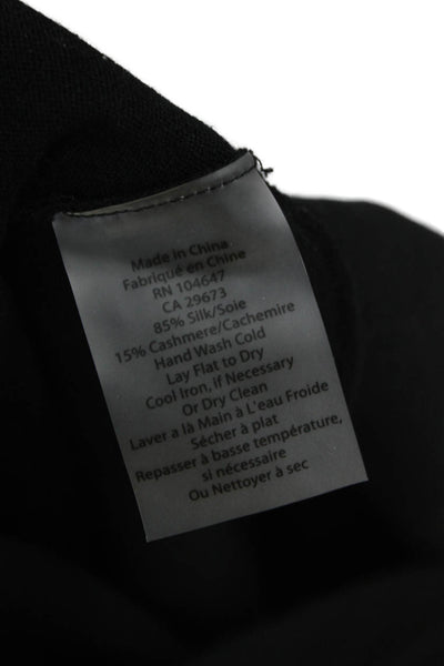 Kinross Cashmere Womens Silk Wrap V-Neck Sweater Black Long Sleeve Size XS