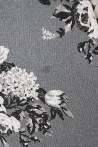 Soft Joie Womens Gray Floral Cotton Pullover Long Sleeve Round Neck Size 2XS