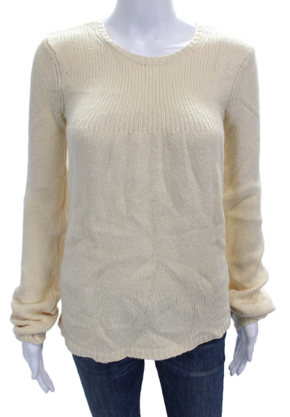 Vince Women Pullover Sweater Ivory Wool Blend Crew Neck Long Sleeve Size M