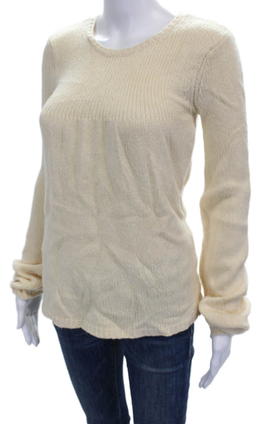 Vince Women Pullover Sweater Ivory Wool Blend Crew Neck Long Sleeve Size M