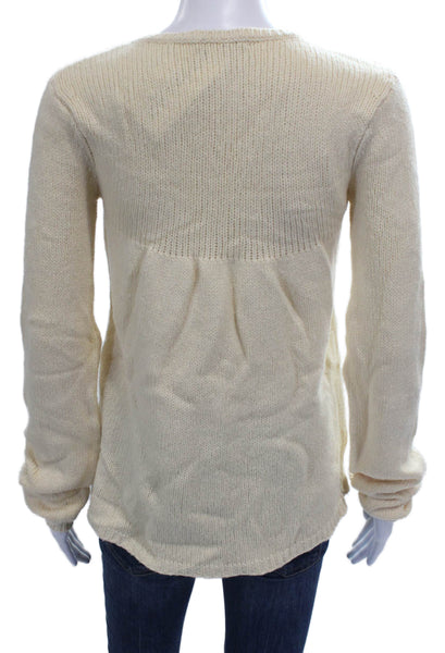 Vince Women Pullover Sweater Ivory Wool Blend Crew Neck Long Sleeve Size M