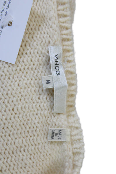 Vince Women Pullover Sweater Ivory Wool Blend Crew Neck Long Sleeve Size M