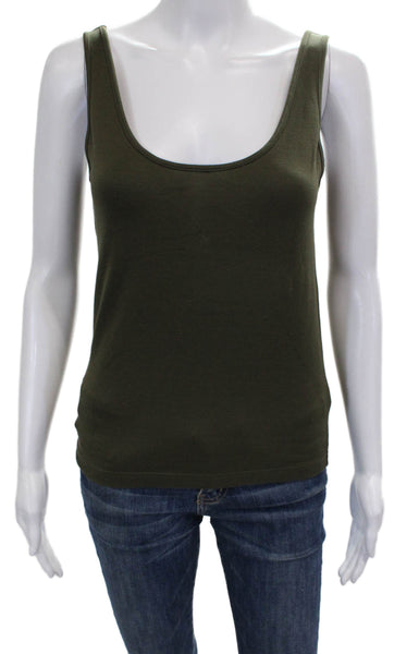 Linda Allard Ellen Tracy Womens Silk Scoop Neck Sleeveless Tank Green Size PP